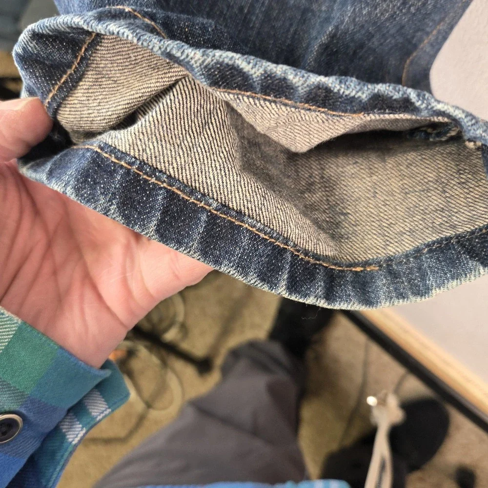 Levi's Jeans Mens Blue Denim Selvedge‎ Straight Leg Two Horse Fits 30x34 Altered